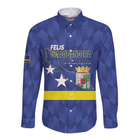 Felis Dia di Bandera Curacao Long Sleeve Button Shirt Flag Proud - Wonder Print Shop