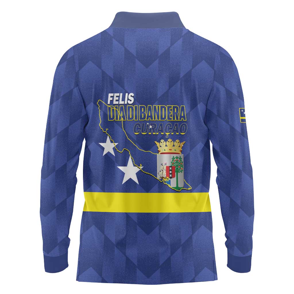 Felis Dia di Bandera Curacao Long Sleeve Polo Shirt Flag Proud - Wonder Print Shop