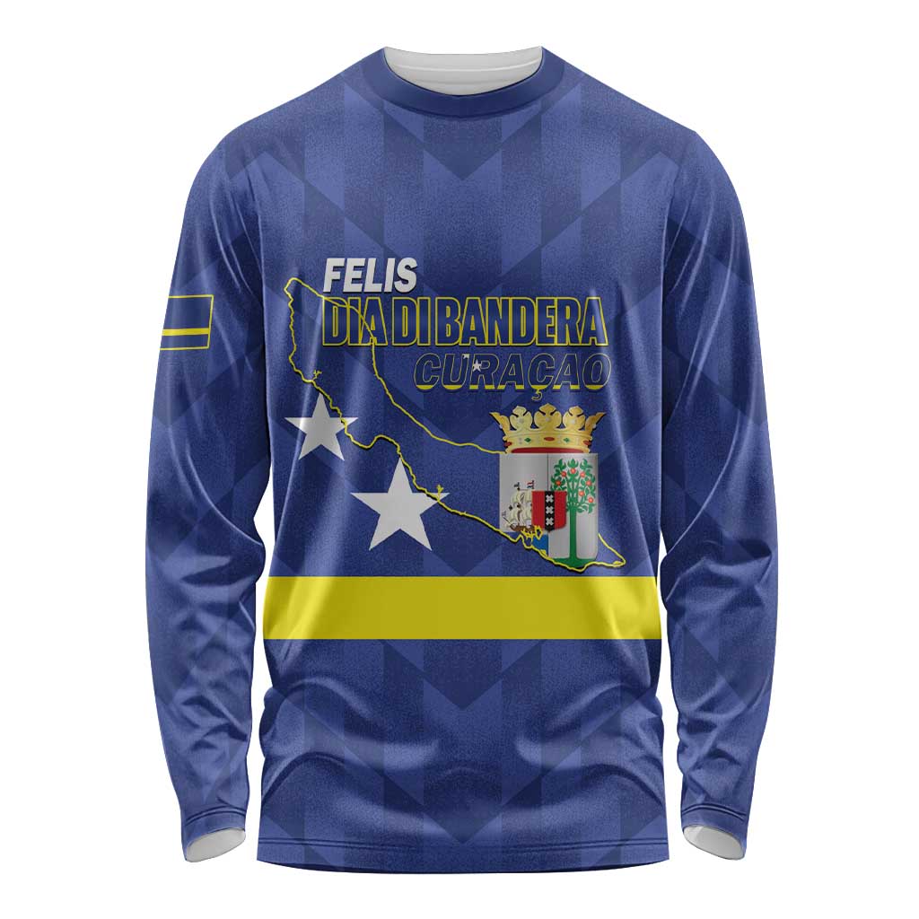 Felis Dia di Bandera Curacao Long Sleeve Shirt Flag Proud - Wonder Print Shop