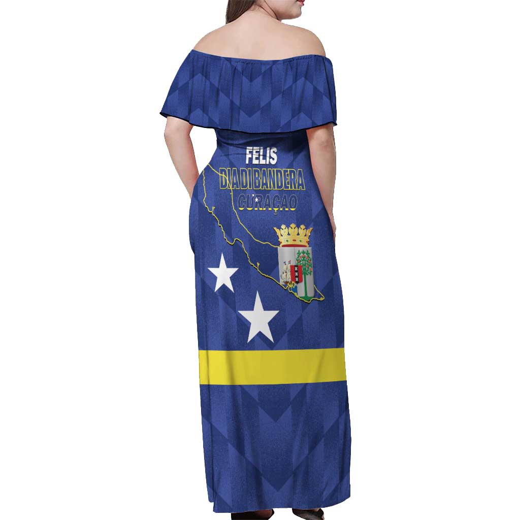 Felis Dia di Bandera Curacao Off Shoulder Maxi Dress Flag Proud - Wonder Print Shop