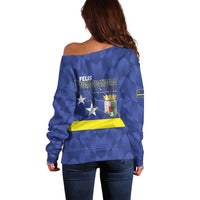 Felis Dia di Bandera Curacao Off Shoulder Sweater Flag Proud - Wonder Print Shop