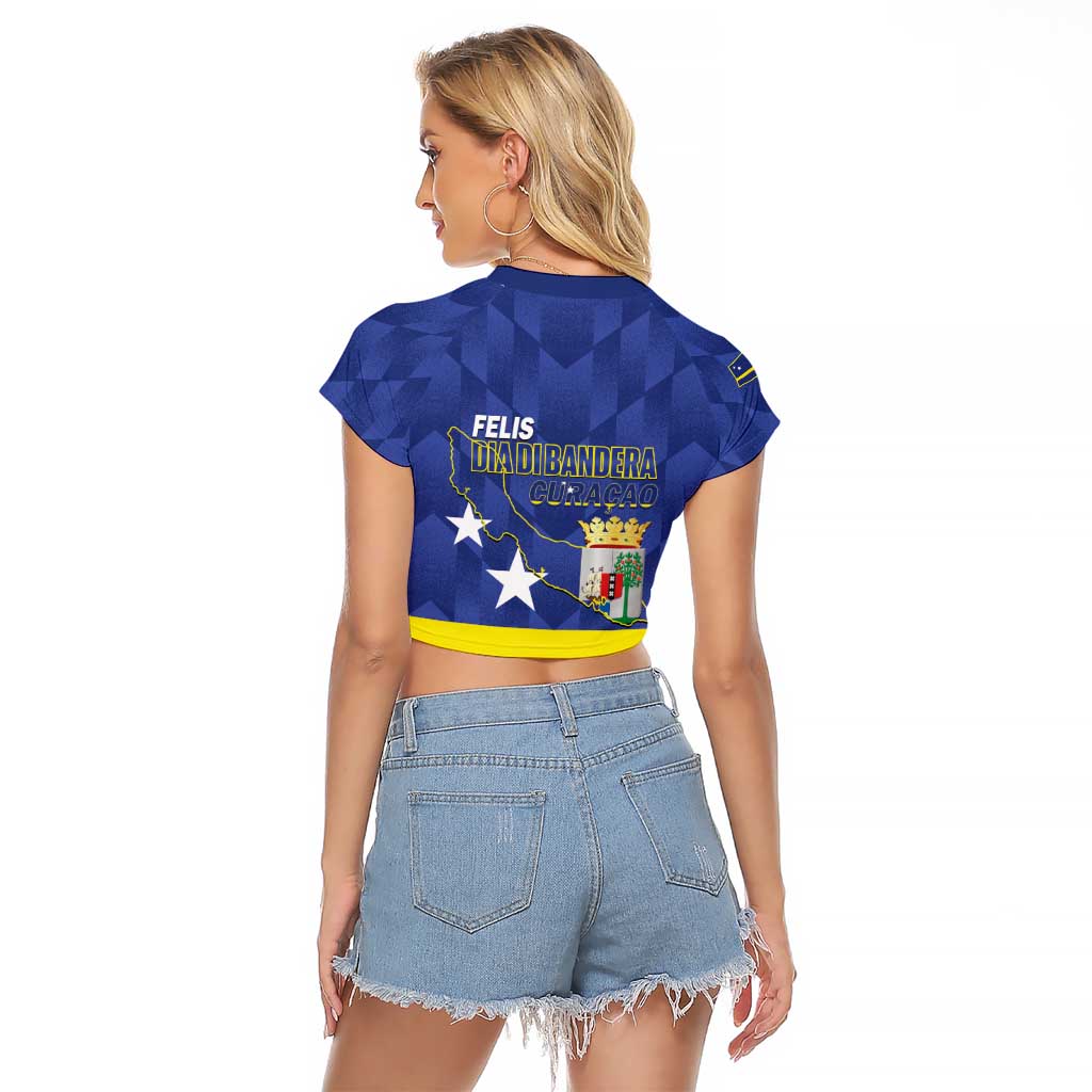 Felis Dia di Bandera Curacao Raglan Cropped T Shirt Flag Proud - Wonder Print Shop