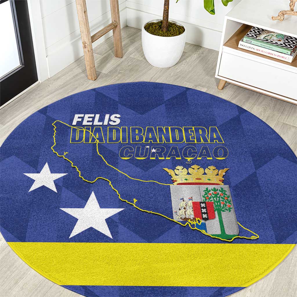 Felis Dia di Bandera Curacao Round Carpet Flag Proud - Wonder Print Shop