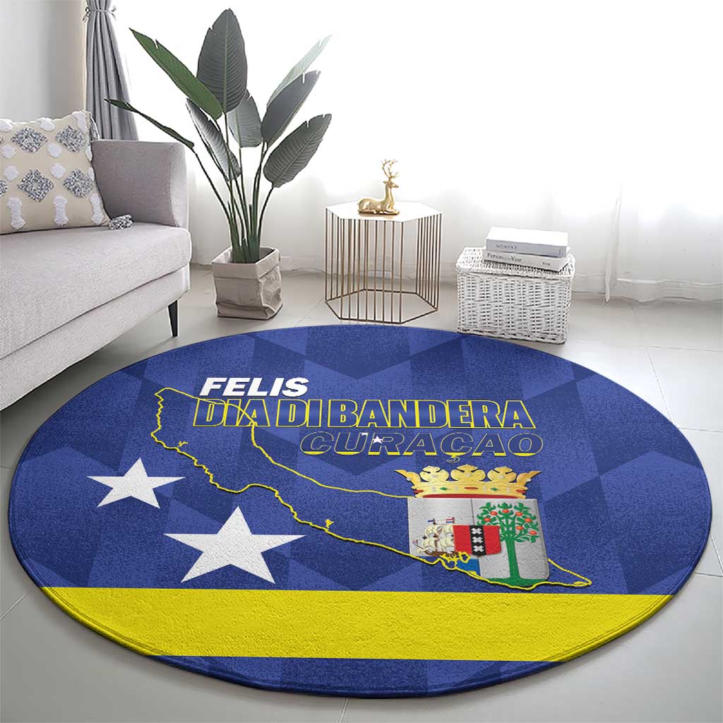 Felis Dia di Bandera Curacao Round Carpet Flag Proud - Wonder Print Shop