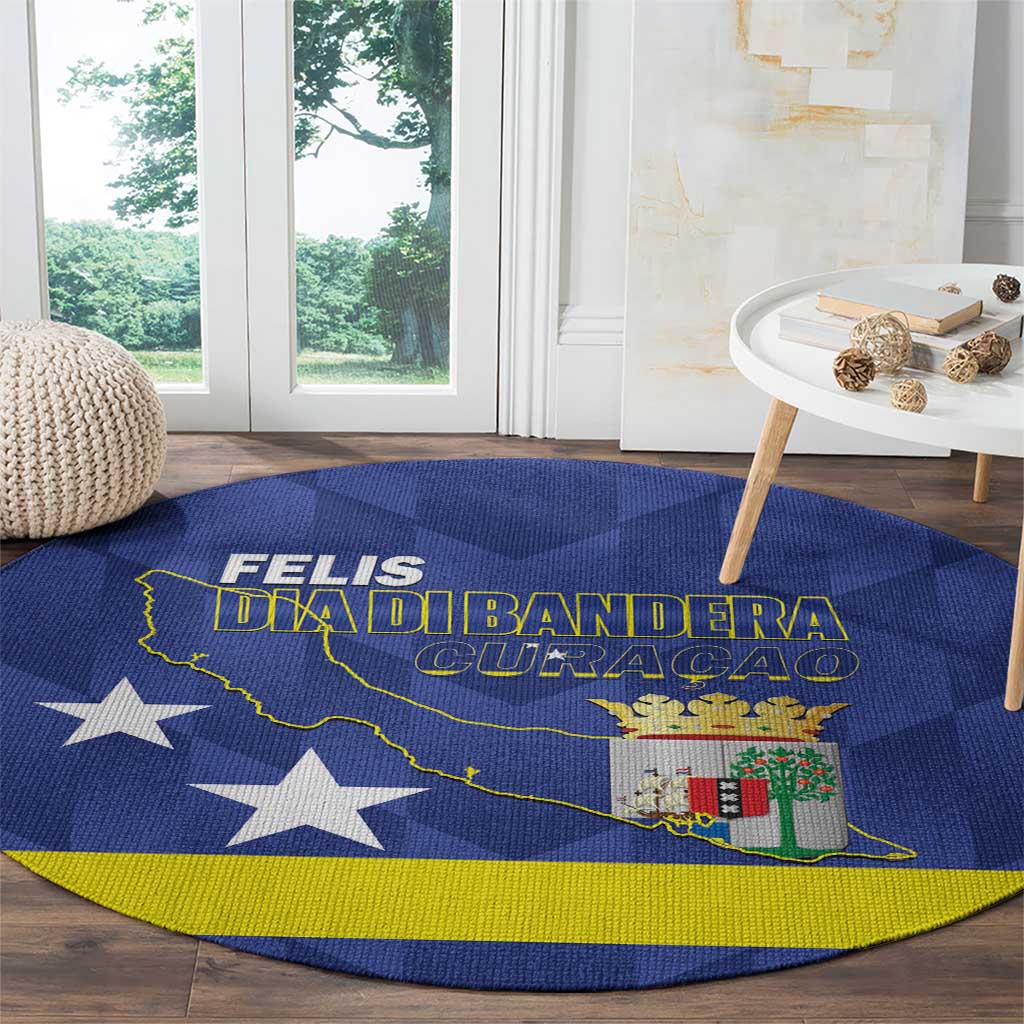 Felis Dia di Bandera Curacao Round Carpet Flag Proud - Wonder Print Shop
