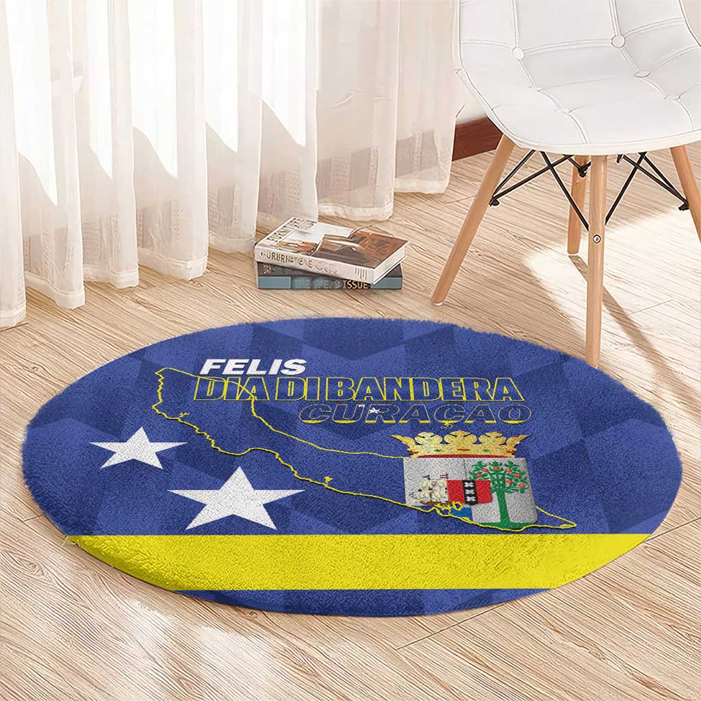 Felis Dia di Bandera Curacao Round Carpet Flag Proud - Wonder Print Shop