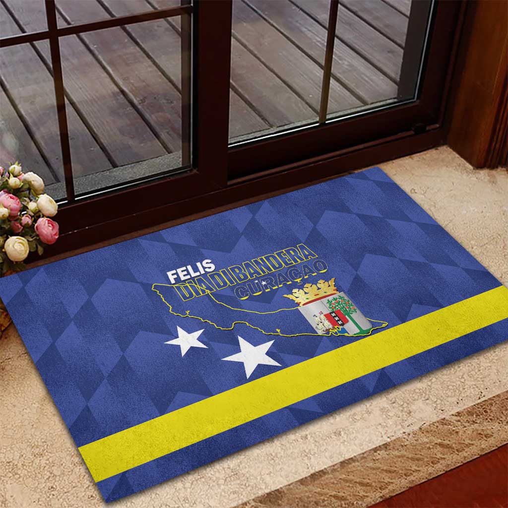 Felis Dia di Bandera Curacao Rubber Doormat Flag Proud - Wonder Print Shop