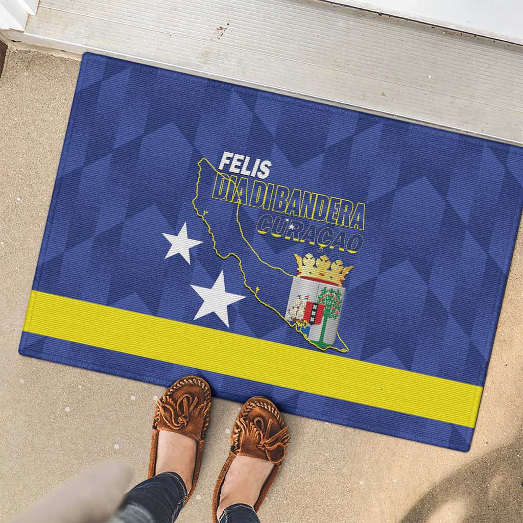 Felis Dia di Bandera Curacao Rubber Doormat Flag Proud - Wonder Print Shop