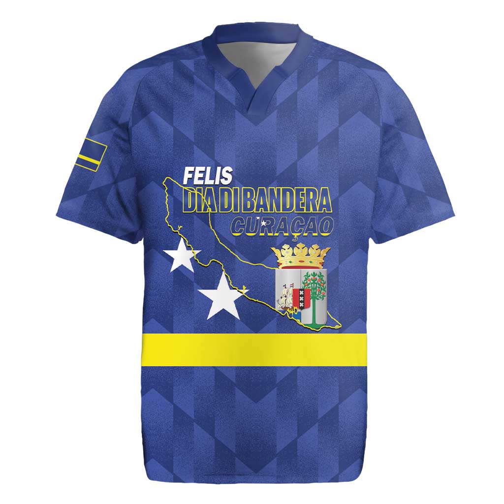 Felis Dia di Bandera Curacao Rugby Jersey Flag Proud - Wonder Print Shop
