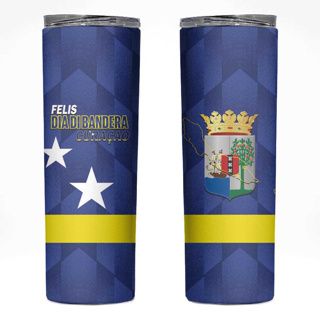 Felis Dia di Bandera Curacao Skinny Tumbler Flag Proud - Wonder Print Shop