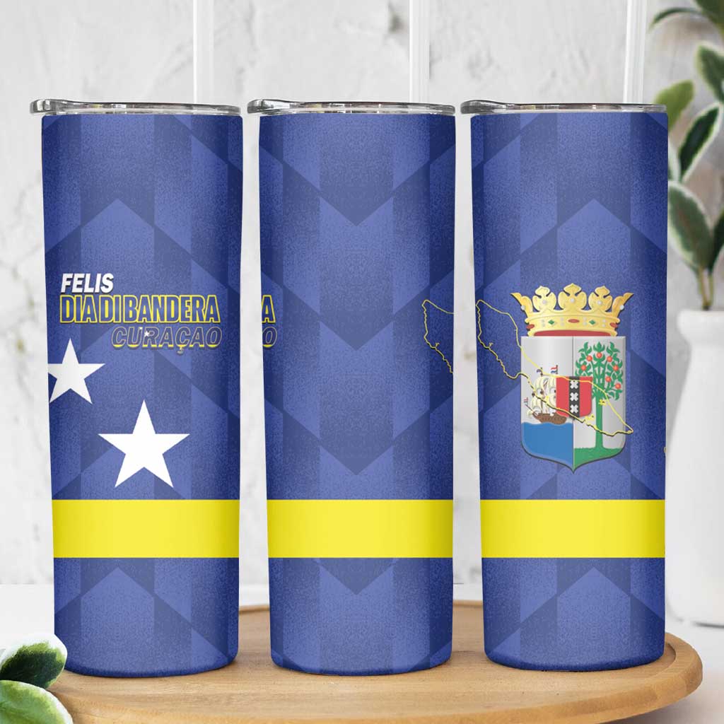 Felis Dia di Bandera Curacao Skinny Tumbler Flag Proud - Wonder Print Shop