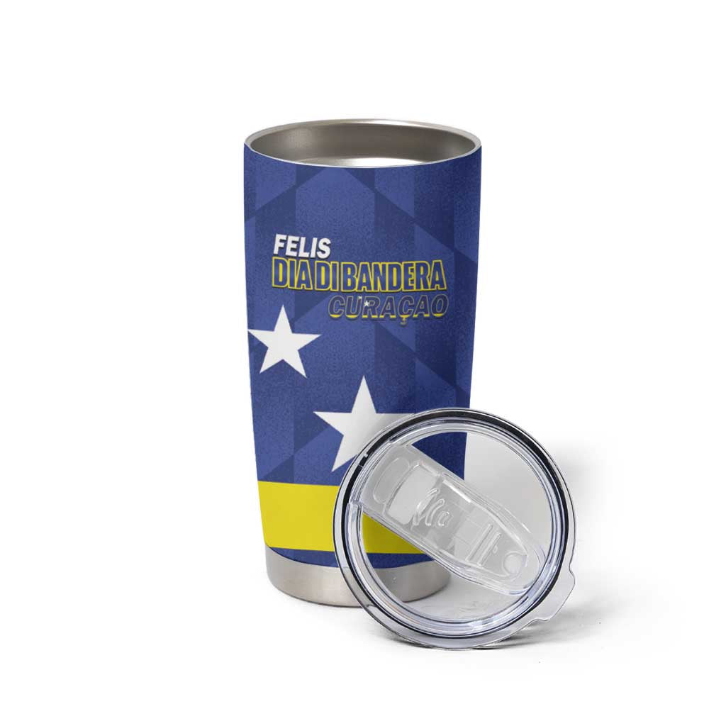 Felis Dia di Bandera Curacao Tumbler Cup Flag Proud - Wonder Print Shop