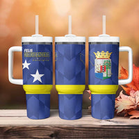 Felis Dia di Bandera Curacao Tumbler With Handle Flag Proud - Wonder Print Shop