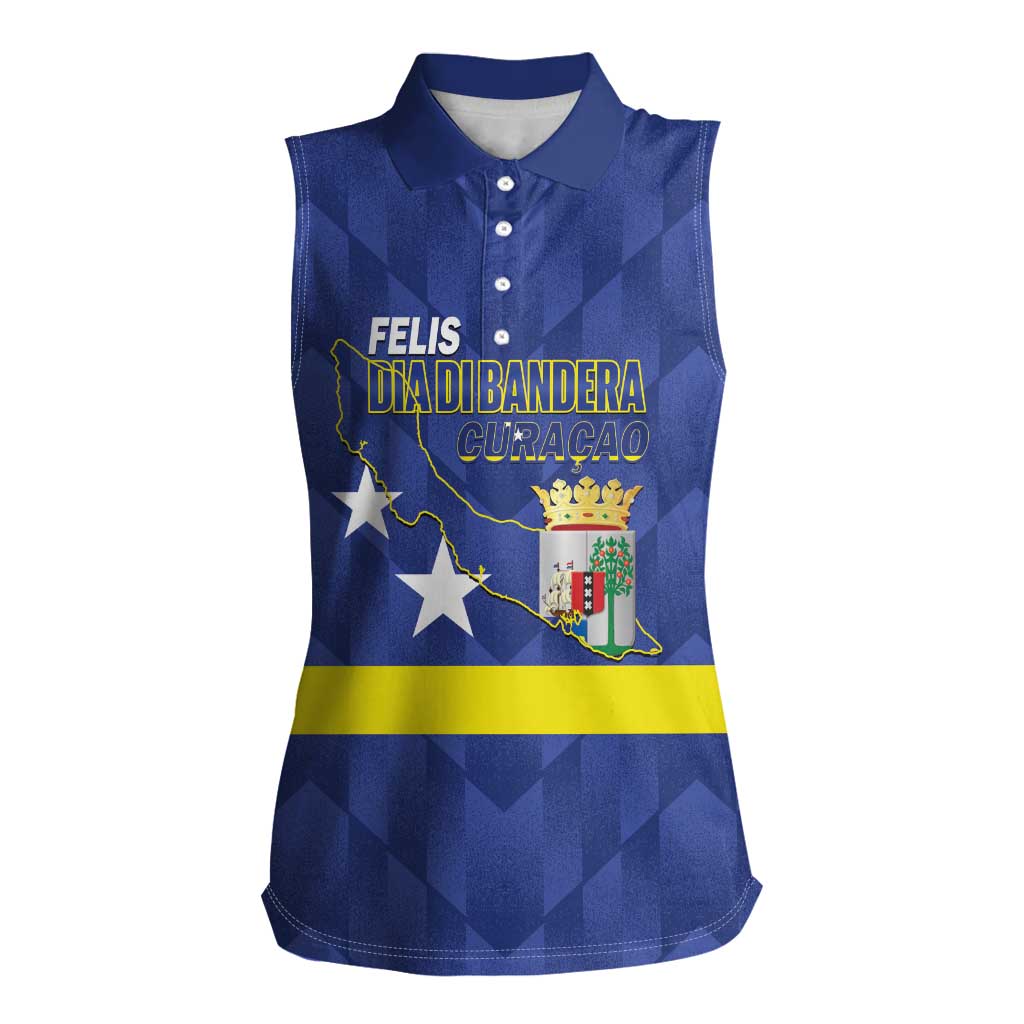 Felis Dia di Bandera Curacao Women Sleeveless Polo Shirt Flag Proud - Wonder Print Shop