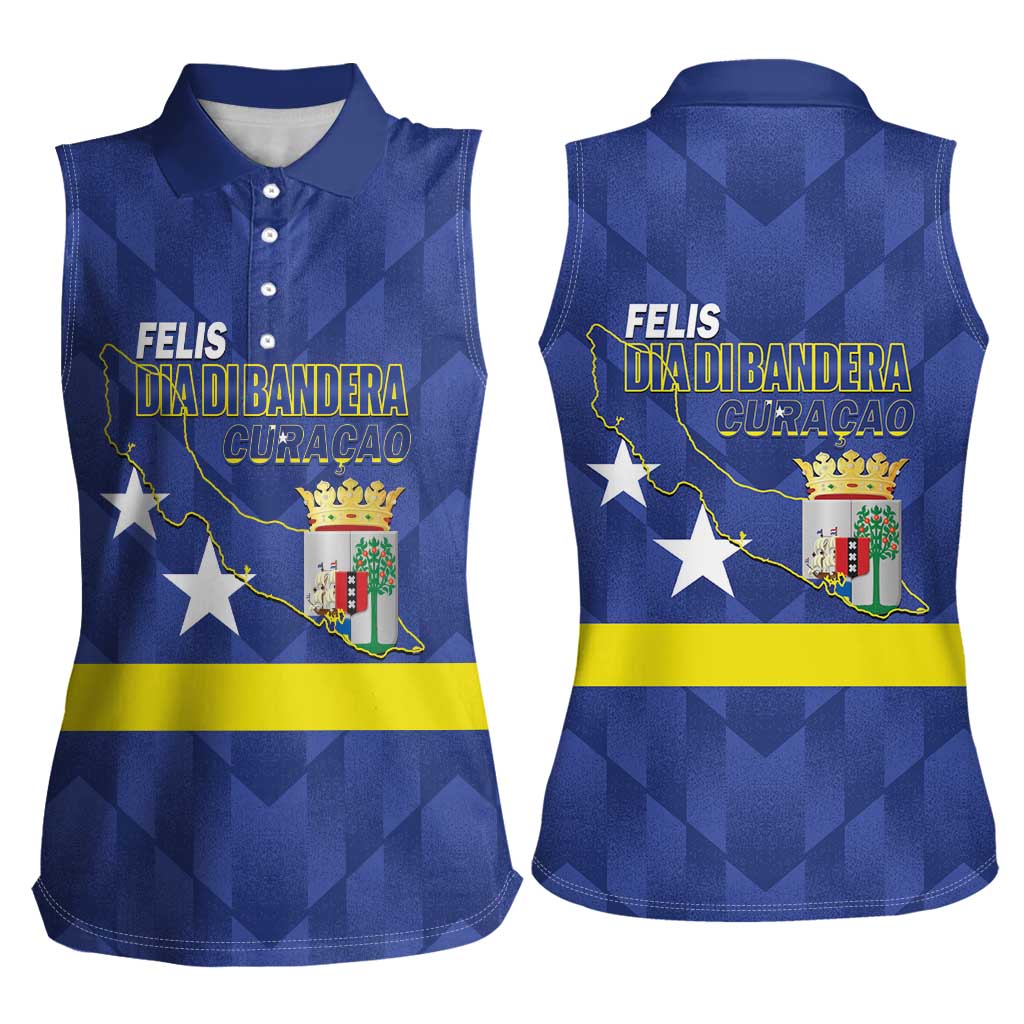 Felis Dia di Bandera Curacao Women Sleeveless Polo Shirt Flag Proud - Wonder Print Shop