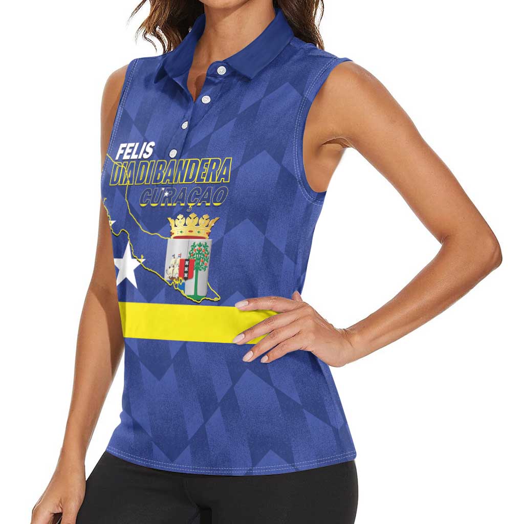Felis Dia di Bandera Curacao Women Sleeveless Polo Shirt Flag Proud - Wonder Print Shop