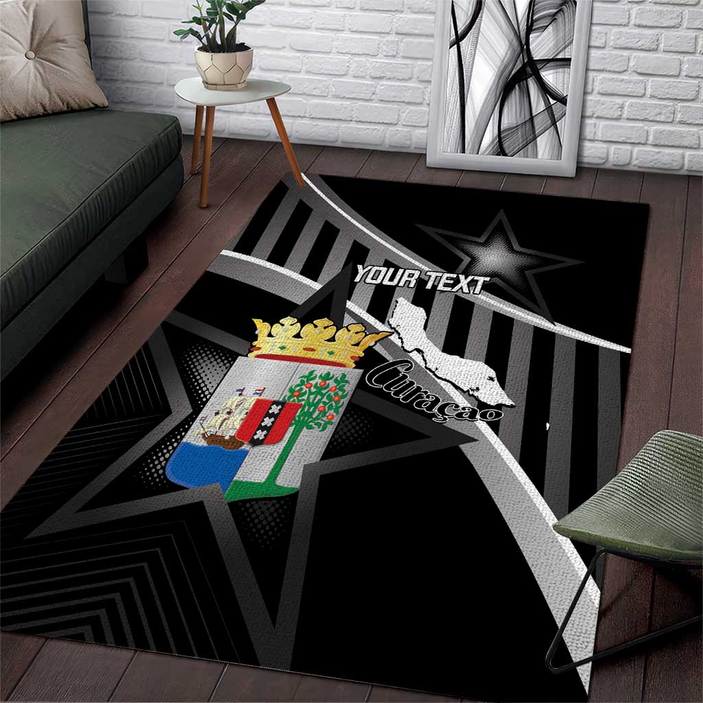 Custom Curacao Football Area Rug Go La Familia Azul Black Style - Wonder Print Shop