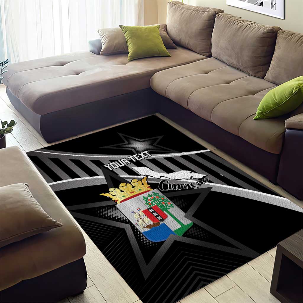 Custom Curacao Football Area Rug Go La Familia Azul Black Style - Wonder Print Shop