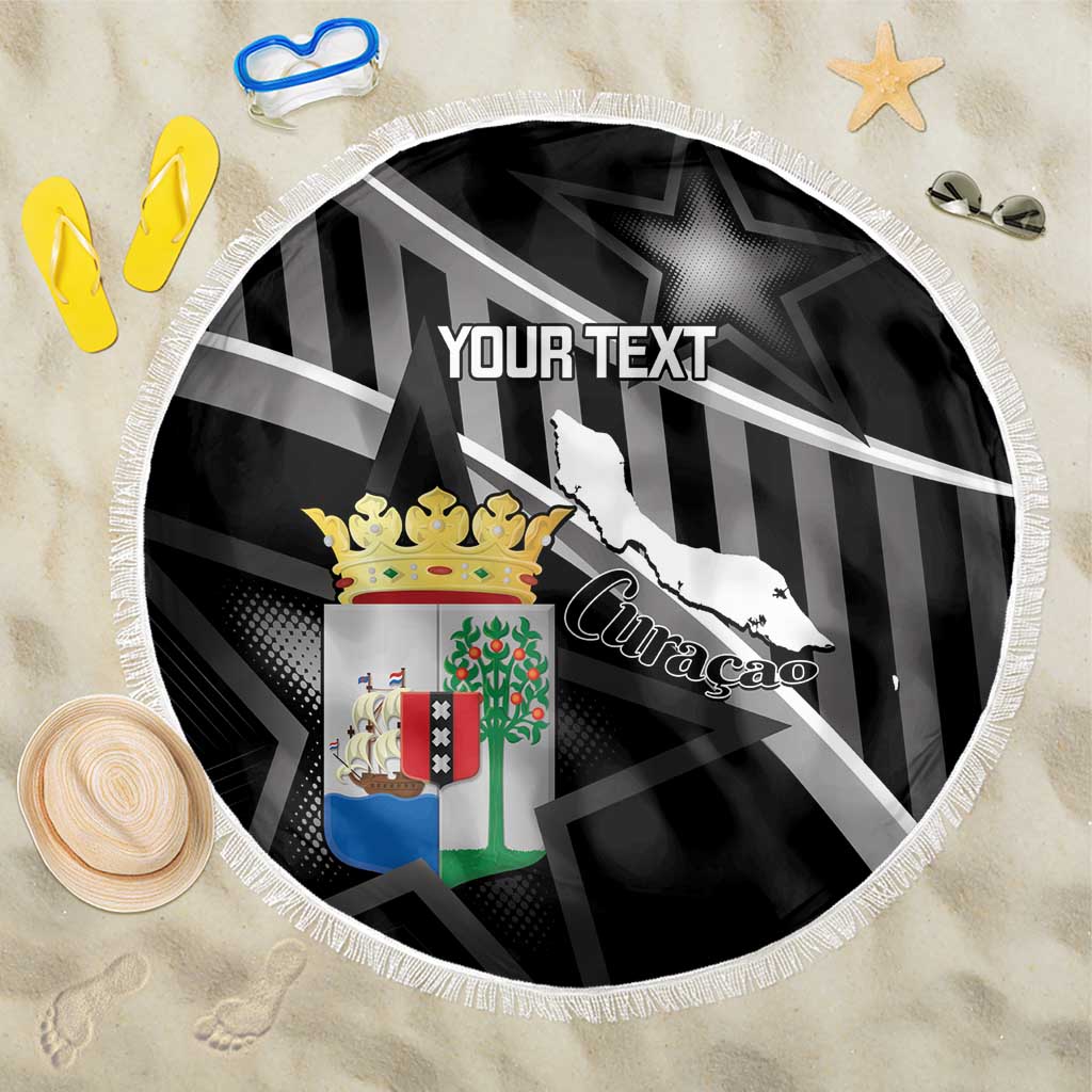 Custom Curacao Football Beach Blanket Go La Familia Azul Black Style - Wonder Print Shop