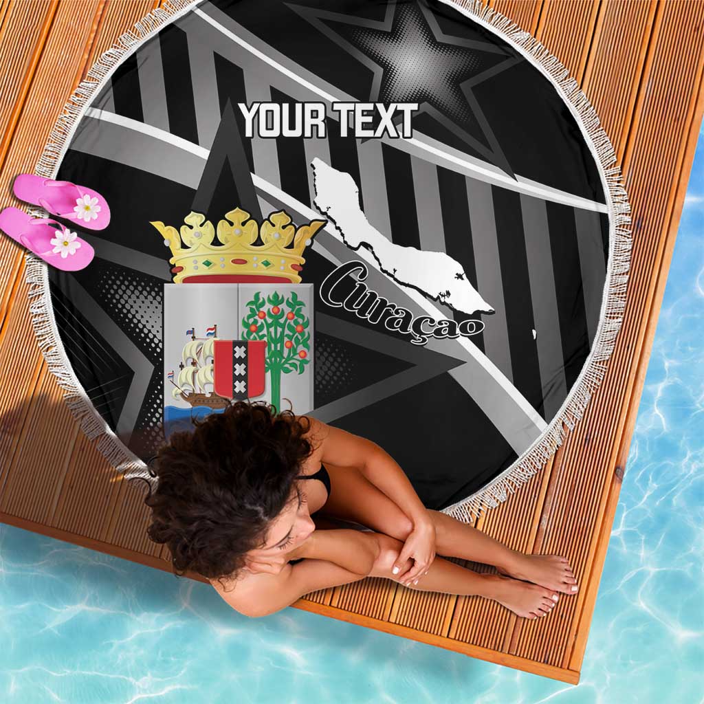 Custom Curacao Football Beach Blanket Go La Familia Azul Black Style - Wonder Print Shop