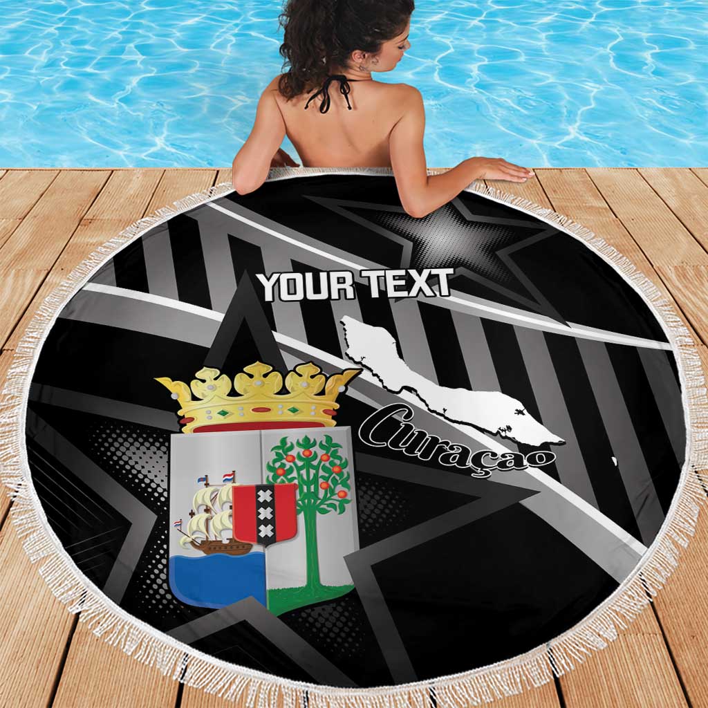 Custom Curacao Football Beach Blanket Go La Familia Azul Black Style - Wonder Print Shop