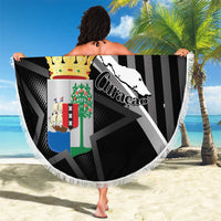 Custom Curacao Football Beach Blanket Go La Familia Azul Black Style - Wonder Print Shop