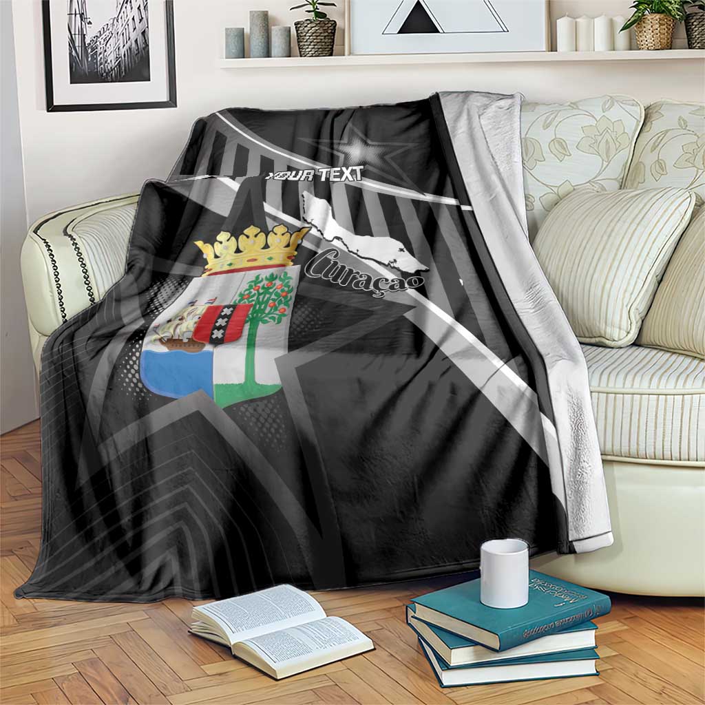 Custom Curacao Football Blanket Go La Familia Azul Black Style - Wonder Print Shop