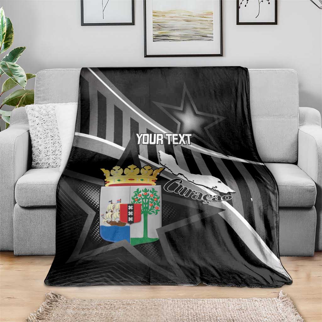 Custom Curacao Football Blanket Go La Familia Azul Black Style - Wonder Print Shop