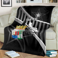 Custom Curacao Football Blanket Go La Familia Azul Black Style - Wonder Print Shop