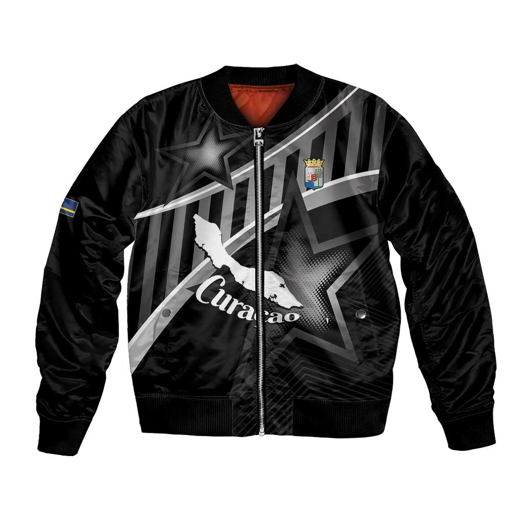 Custom Curacao Football Bomber Jacket Go La Familia Azul Black Style - Wonder Print Shop