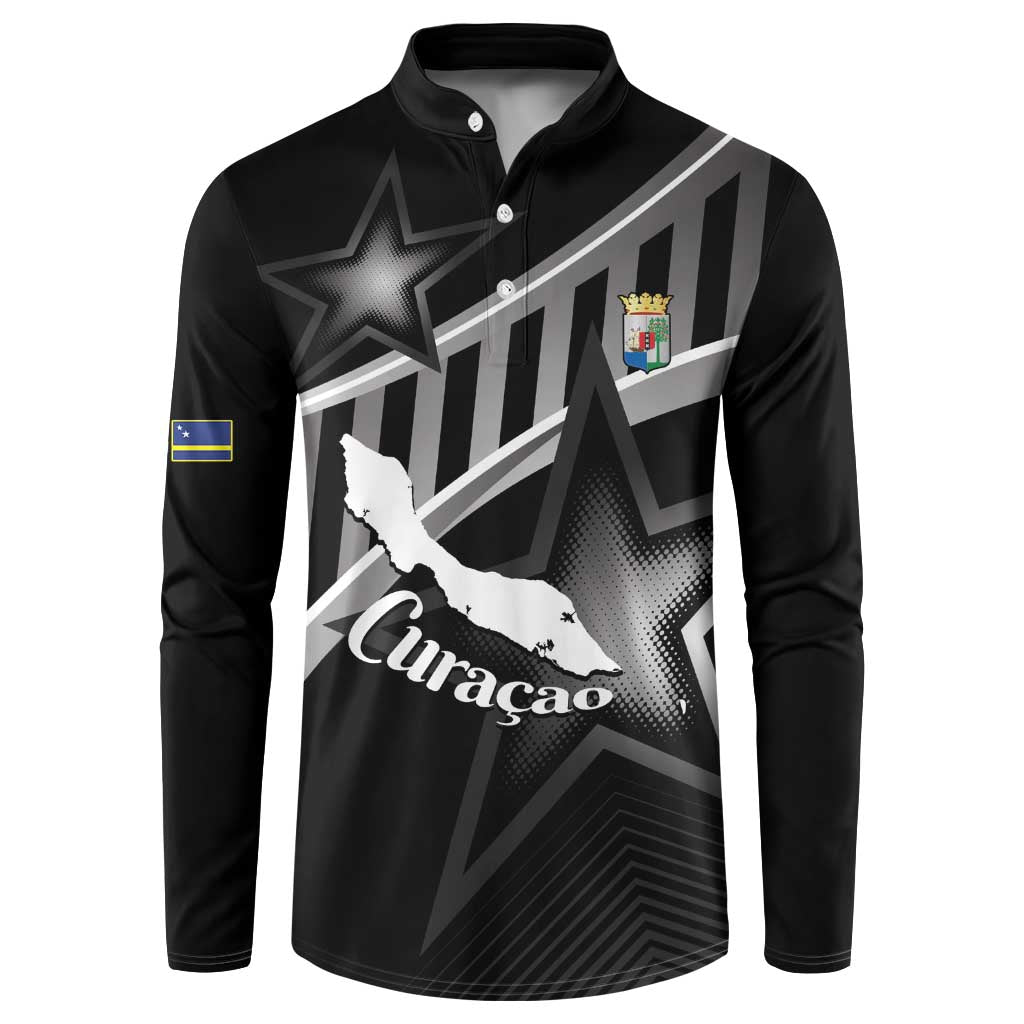 Custom Curacao Football Button Sweatshirt Go La Familia Azul Black Style - Wonder Print Shop