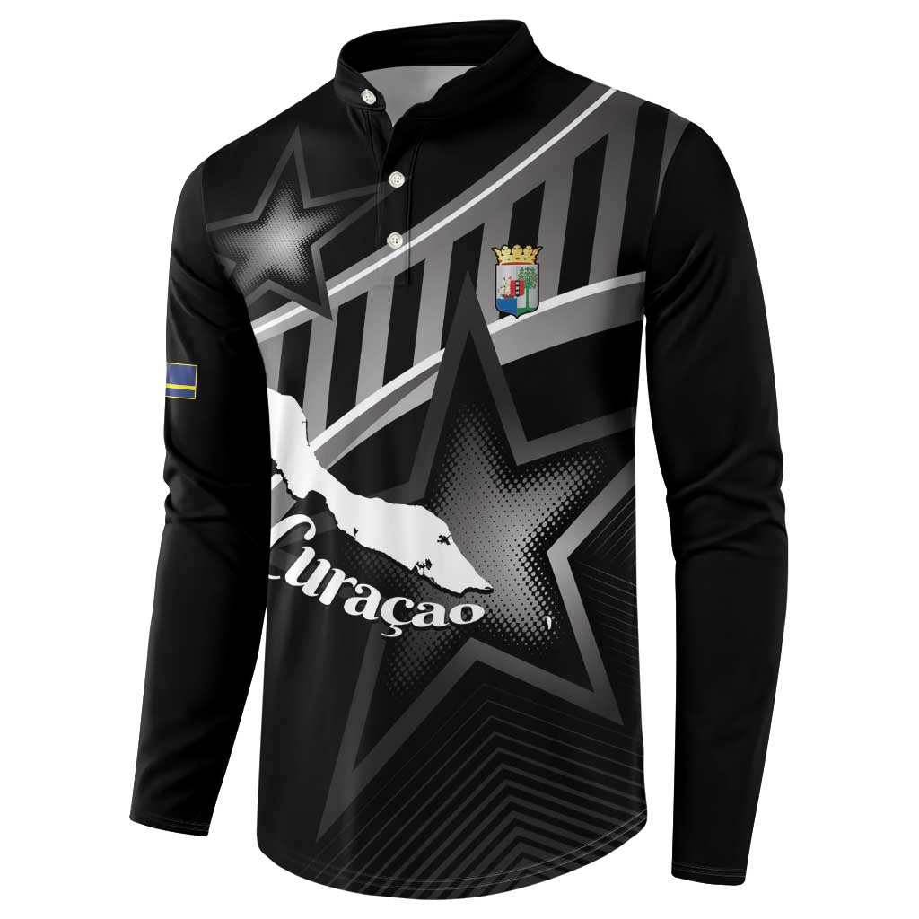 Custom Curacao Football Button Sweatshirt Go La Familia Azul Black Style - Wonder Print Shop