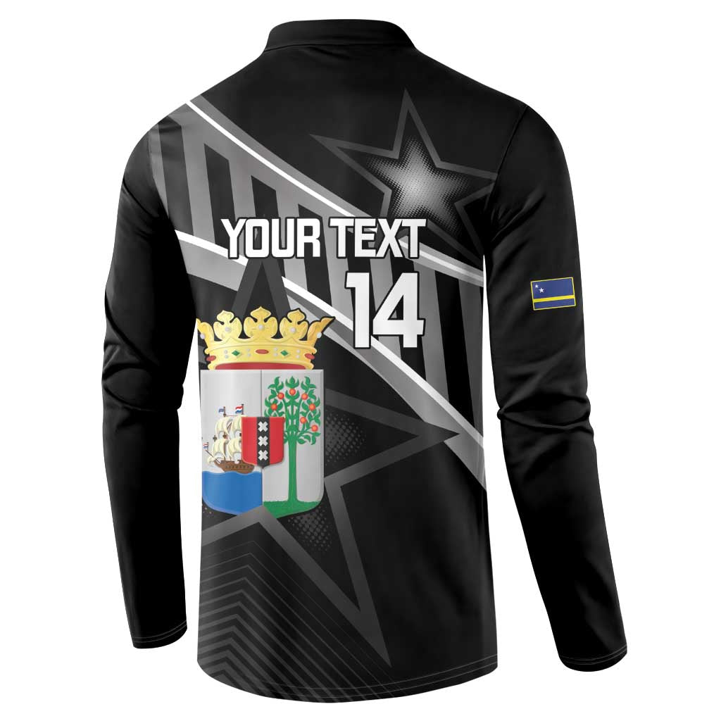 Custom Curacao Football Button Sweatshirt Go La Familia Azul Black Style - Wonder Print Shop