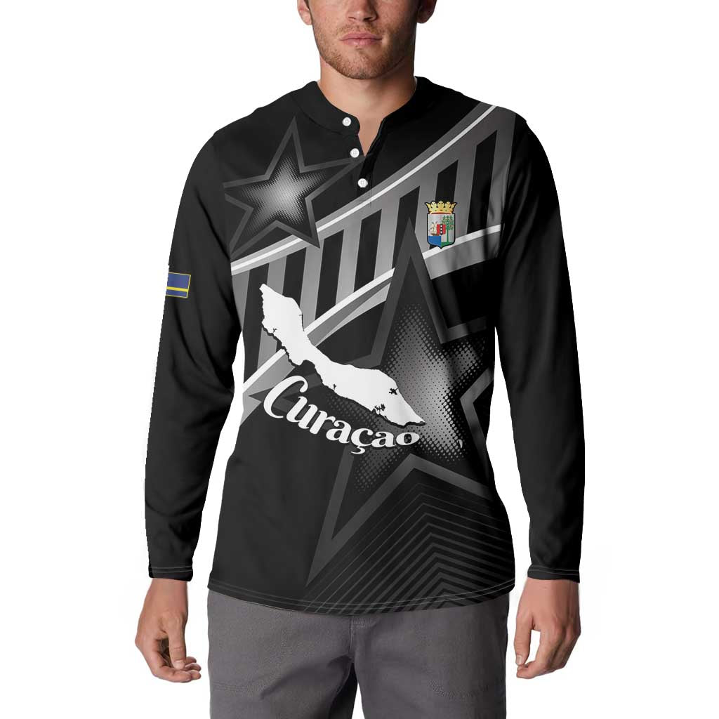 Custom Curacao Football Button Sweatshirt Go La Familia Azul Black Style - Wonder Print Shop