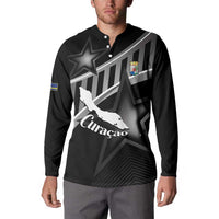 Custom Curacao Football Button Sweatshirt Go La Familia Azul Black Style - Wonder Print Shop