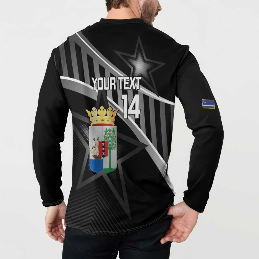 Custom Curacao Football Button Sweatshirt Go La Familia Azul Black Style - Wonder Print Shop