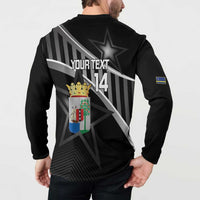 Custom Curacao Football Button Sweatshirt Go La Familia Azul Black Style - Wonder Print Shop