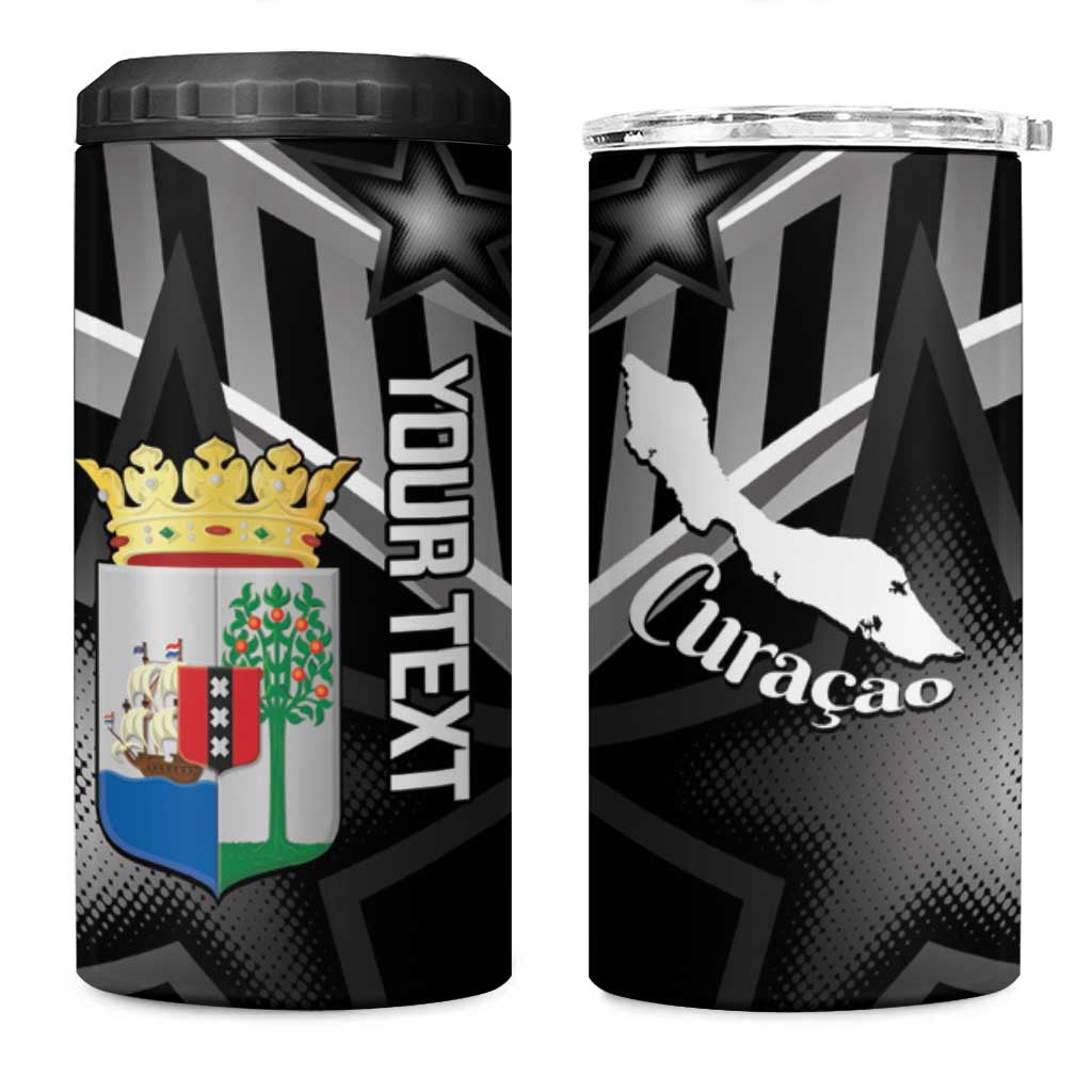 Custom Curacao Football 4 in 1 Can Cooler Tumbler Go La Familia Azul Black Style - Wonder Print Shop