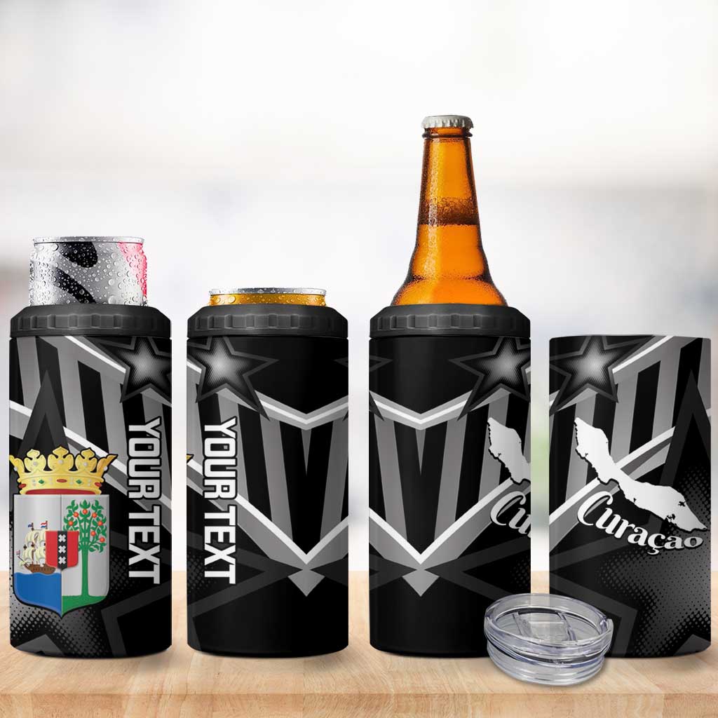 Custom Curacao Football 4 in 1 Can Cooler Tumbler Go La Familia Azul Black Style - Wonder Print Shop