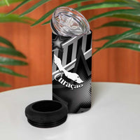 Custom Curacao Football 4 in 1 Can Cooler Tumbler Go La Familia Azul Black Style - Wonder Print Shop