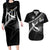 Custom Curacao Football Couples Matching Long Sleeve Bodycon Dress and Hawaiian Shirt Go La Familia Azul Black Style - Wonder Print Shop