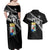 Custom Curacao Football Couples Matching Off Shoulder Maxi Dress and Hawaiian Shirt Go La Familia Azul Black Style - Wonder Print Shop