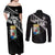 Custom Curacao Football Couples Matching Off Shoulder Maxi Dress and Long Sleeve Button Shirt Go La Familia Azul Black Style - Wonder Print Shop