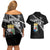 Custom Curacao Football Couples Matching Off Shoulder Short Dress and Hawaiian Shirt Go La Familia Azul Black Style - Wonder Print Shop