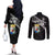 Custom Curacao Football Couples Matching Off The Shoulder Long Sleeve Dress and Long Sleeve Button Shirt Go La Familia Azul Black Style - Wonder Print Shop