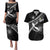Custom Curacao Football Couples Matching Puletasi and Hawaiian Shirt Go La Familia Azul Black Style - Wonder Print Shop