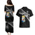 Custom Curacao Football Couples Matching Puletasi and Hawaiian Shirt Go La Familia Azul Black Style - Wonder Print Shop