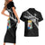 Custom Curacao Football Couples Matching Short Sleeve Bodycon Dress and Hawaiian Shirt Go La Familia Azul Black Style - Wonder Print Shop