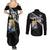 Custom Curacao Football Couples Matching Summer Maxi Dress and Long Sleeve Button Shirt Go La Familia Azul Black Style - Wonder Print Shop