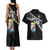 Custom Curacao Football Couples Matching Tank Maxi Dress and Hawaiian Shirt Go La Familia Azul Black Style - Wonder Print Shop